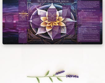 Celtic Cross Tarot Spread Mat: Neoprene Tarot Card Meanings (36" x 18")