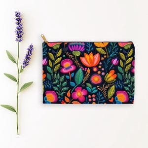 Folk Art Tarot Bag: Zippered Pouch, Crystal & Makeup Bag