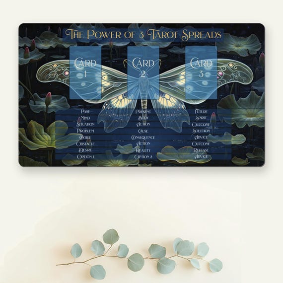 Luna Moth Tarot Mat: 3-Card Spread Neoprene Desk Mat