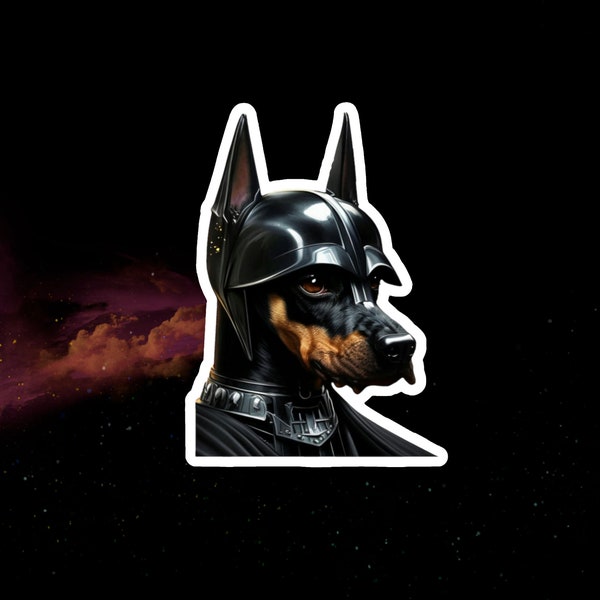 Doberman Pinscher Sticker, Darth Vader Doberman Pinscher Sticker, Doberman Pinscher Star Wars Sticker, Jedi Dog Sticker, Doberman Pinscher