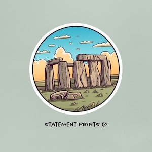 Stonehenge Aufkleber, Stonehenge Aufkleber, Cartoon Stonehenge Aufkleber, Buntes Stonehenge, Stonehenge England, England Aufkleber, Stonehenge Niedlich