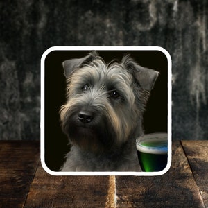 Glen of Imaal Taste of UK, Saint Pattys Day, Green Beer Drinking, Photorealistic Dog Sticker