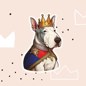Royal Bull Terrier Cartoon, Prinz, Prinzessin, König, Königin, Hundeaufkleber