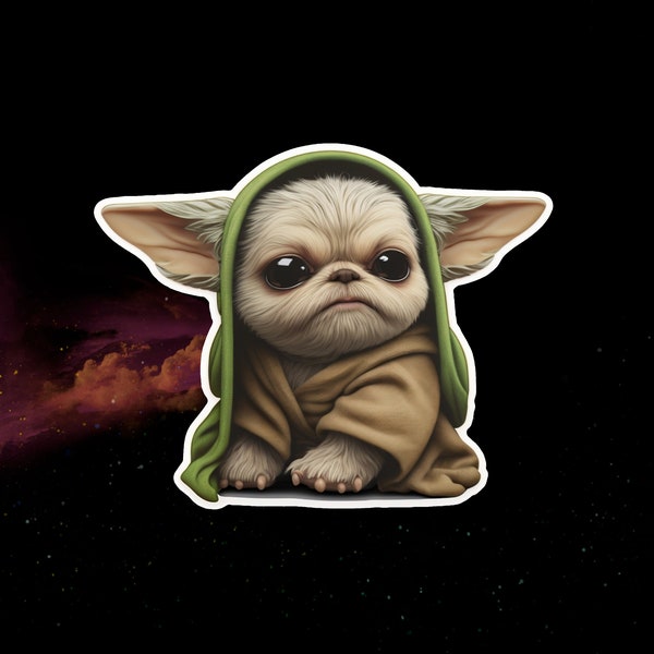 Shih Tzu Sticker, Yoda Shih Tzu Sticker, Shih Tzu Star Wars Sticker, ShihTzu Yoda, Yoda Dog Sticker, Cartoon Shih Tzu Sticker, Yoda ShihTzu