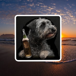 Glen of Imaal Terrier, Taste of Home Sticker, Cartoon Sticker, Dog Sticker, Pet Sticker, Drinking Dog, Irish Sticker, Bar Dog Sticker