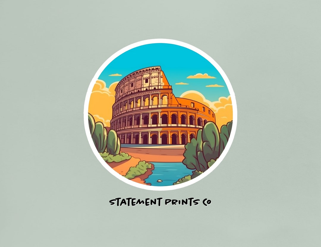 Colosseum Sticker, Italy Sticker, Rome Sticker, Cartoon Colosseum ...
