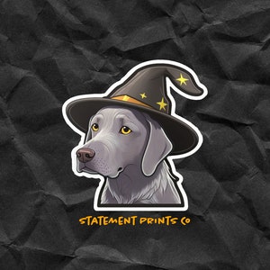 Silver Lab Sticker, Witch Silver Lab Sticker, Halloween Silver Lab Sticker, Halloween Dog Sticker, Halloween Lab Sticker, Lab Sticker