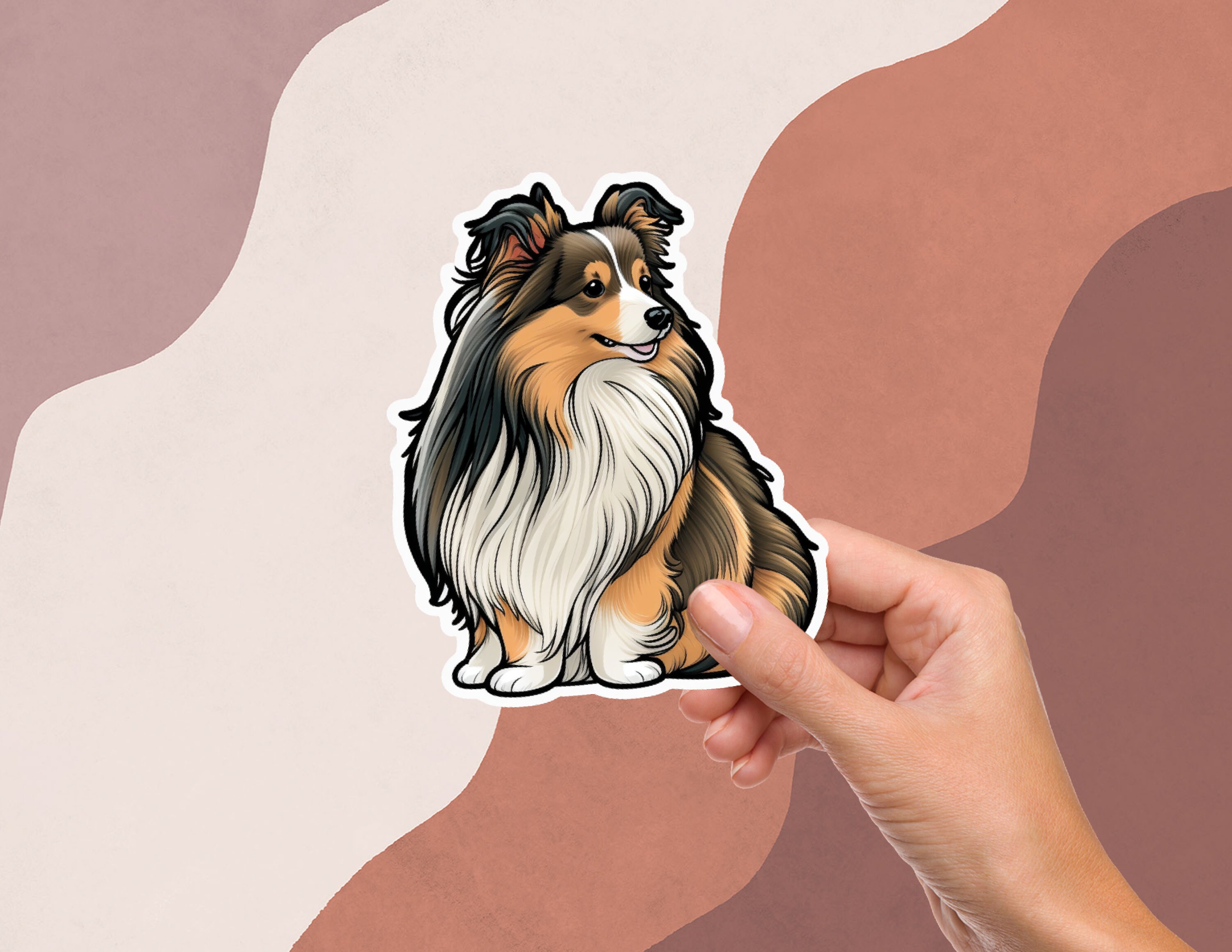 Shetland Sheepdog (Sheltie) Vinyl Decal Sticker - 4x5.75 Inches, 6+ Year Outdoor Rated, For Windows, Laptops, Cars