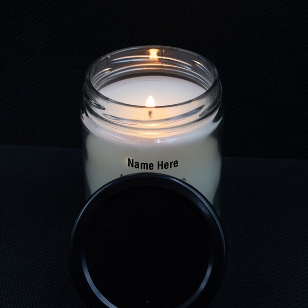 Hand printed love candle, Love has ups and downs but never fails. personal touch candle