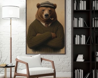Pôster Vintage Bear Gentleman