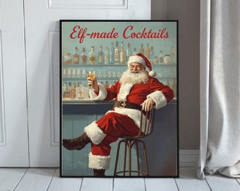 Elf-Made Cocktails Santa Poster