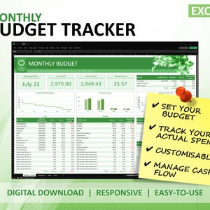 Monthly Budget Tracker Spreadsheet Template for Microsoft Excel