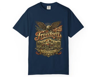 Freiheit Adler Amerikanische Flagge 1776 T-Shirt | Vaterhafte Vintage Grafik