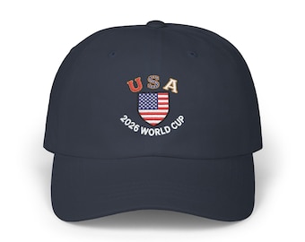 USA Flag Shield 2026 World Cup Classic Dad Cap | Embroidered Soccer Hat