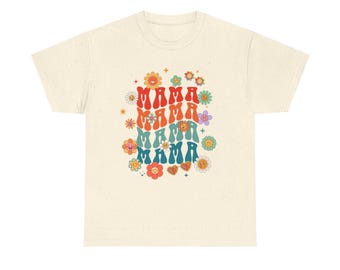 Mama Retro Flower Pattern T-Shirt | 70s Vintage Floral Typography
