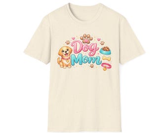 Dog Mom T-Shirt | Pastel Puppy Paw Print Pet Design