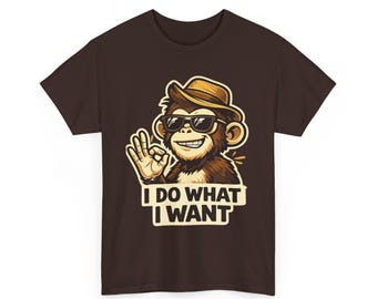 Monkey Graphic T-Shirt | Retro Sunglasses Hat Ape Tee