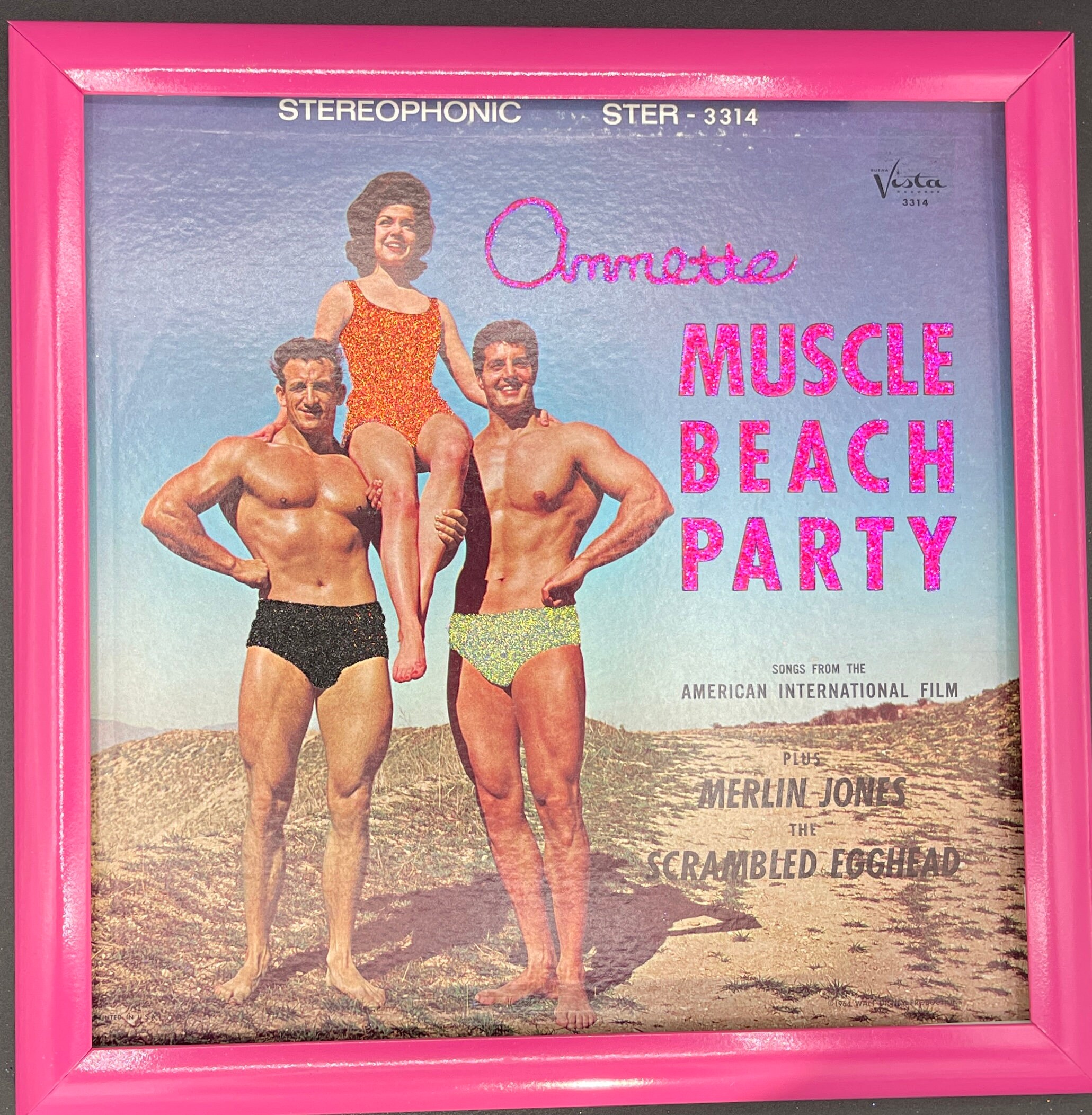 Funicello Muscle Beach Party Glittered Framed Vinyl Etsy