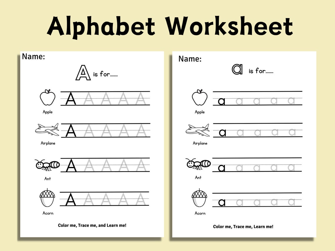 Printable Alphabet Worksheet for Preschool and Kindergarten. Color