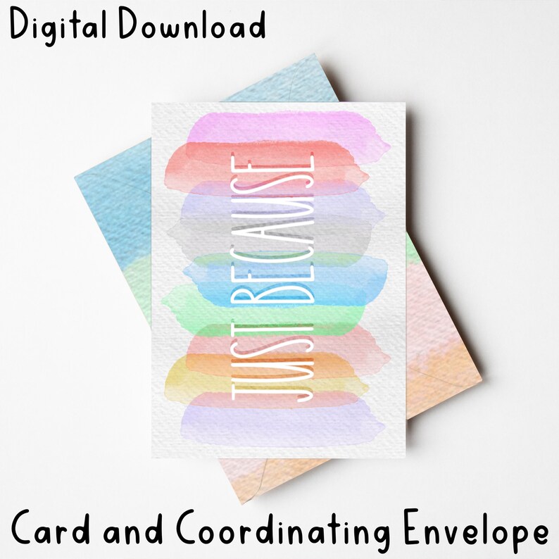 Printable Just Because Card and Envelope Greeting Card - Etsy
