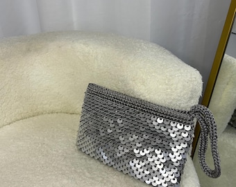 Luxury sequin bag, Sequin evening bags, Christmas bags, wedding party bag, Evening bag, Metallic bag, Christmas gifts, Sparkle silver bag