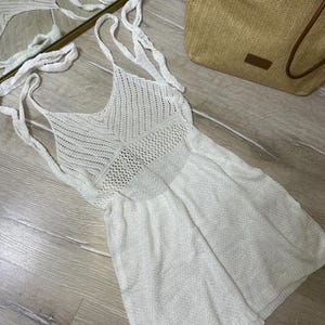 White Beach dress, Sheer Cover-up for swimwear or Pool party, Boho Beachwear, Backless Dress, Vacation outfit, Beach party look