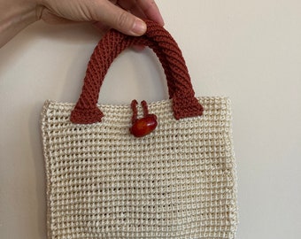 Borsa all'uncinetto, borsa fatta a mano, borsa a tracolla, elegante borsa a maglia, borsa a tracolla, borsa color crema, regalo per ragazze, borsa unica, borsa con maniglia superiore
