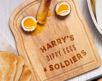 Personalised Dippy eggs and soldiers breakfast board.  Perfect gift