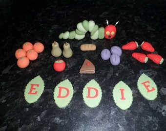 Personalised edible The very hungry caterpillar birthday cake topper decoration