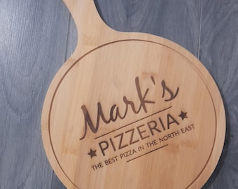 Personalised 10" pizza board, pizza paddle. Any message or text. Laser engraved gift