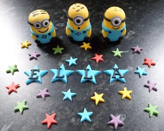Personalised edible Minions Birthday cake topper. Boy or girl Birthday party