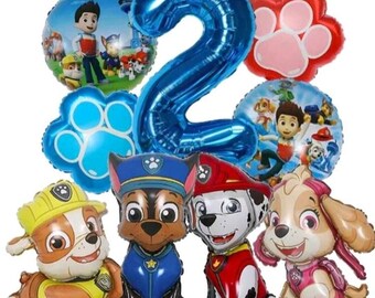 UNINFLATED Paw Patrol Balloon set, Number Age 1, 2, 3, 4 .. birthday girl or boy Birthday party