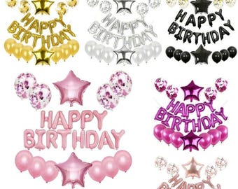 25pcs UNINFLATED  DIY Happy birthday balloon set, confetti balloons. Birthday boy, birthday girl. Choose your colour