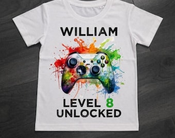 Personalised Gaming girls or boys Birthday tshirt. Birthday gift. Birthday party. Gamer boy girl