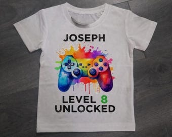 Personalised Gaming girls or boys Birthday tshirt. Birthday gift. Birthday party. Gamer boy girl