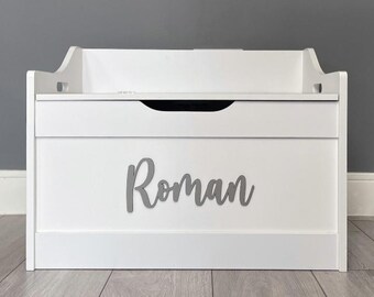 Personalised painted Toybox / wall name boy or girls toy box bedroom wall. Different sizes