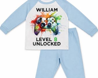 Personalised gaming, gamer boy girl. When i wake up birthday pyjamas kids girls or boys. Birthday boy girl