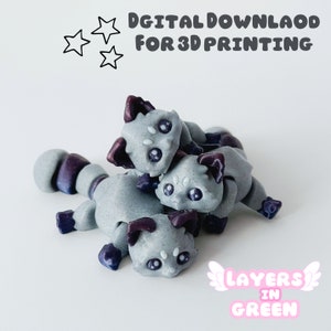 Raccoon, .STL file for 3d Printing, cute flexi, fidget pet, art toy, print-in-place