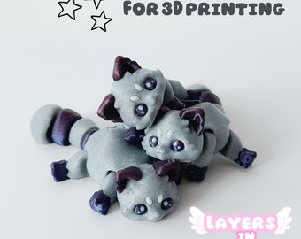 Raccoon, .STL file for 3d Printing, cute flexi, fidget pet, art toy, print-in-place