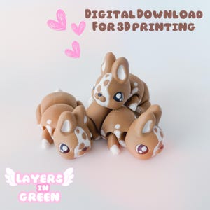 Bunny Flexi, .STL file, 3d printing, cute, fidget, desk pet, print-in-place, 3MF