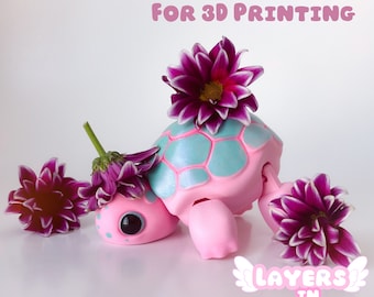 Flexi Turtle Art Toy, Print-in-Place .STL File (Digital Download)