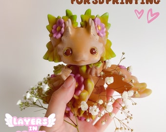 Axoltol Dragon, .STL file for 3d printing, art toy, cute pet flexi, print-in-place