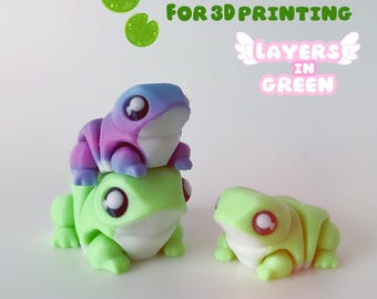 Cute Chonky frog, STL file for 3d printing, 3d printed, flexi fidget