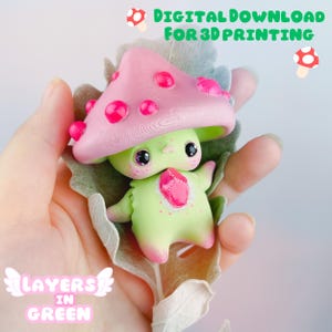 Pixie cogumelo, Fidget, Chaveiro, arquivo .STL para impressão 3D, Chibi