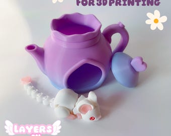 3DプリントSTLファイル：マウスとティーセット、Flexi Pet（デジタルダウンロード）