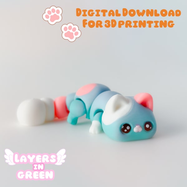 Cute Kitty Flexi, 3D Printing .STL File, Fidget Pet (Digital Download)