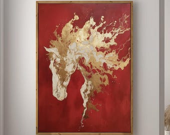 Horse Art Print Animal Poster 2026 Year of the Horse Decor Modern Lunar New Year Chinese Zodiac Large Wall Art Canvas #5345