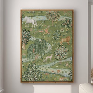 Owl & Willow, William Morris Framed Canvas Giclee Print, Textile Wall Art, Art Nouveau Print, Extra Large Wall Art, Morris Fabric #669