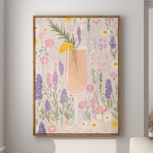 French 75 Cocktail Poster Bar Cart Print Kitchen Decor Retro Art Food Drink Painting Large Wall Art Gallery Canvas Giclee #3304