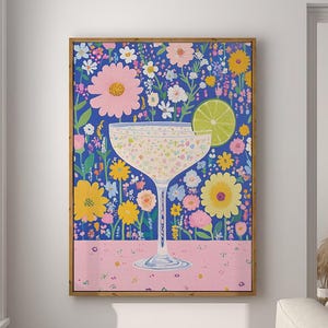 Daiquiri Cocktail Poster Bar Cart Print Kitchen Decor Retro Art Vintage Food Drink Painting Large Wall Art Gallery Canvas Giclee #3281